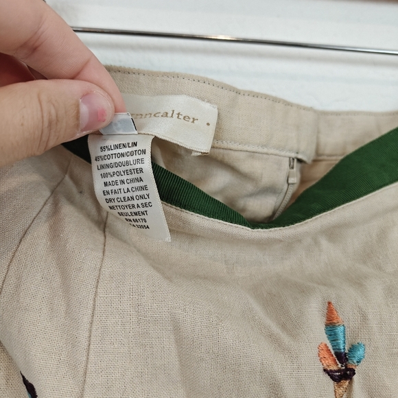 Anthropologie COREY LYNN CALTER Sz 6 Embroidered Medallion Pencil Skirt Linen - Picture 13 of 13